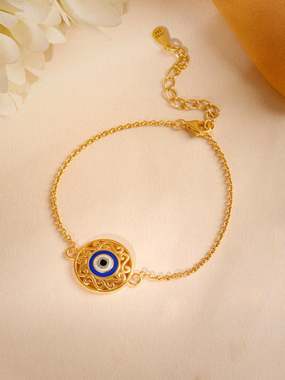 Golden Circular Evil Eye Bracelet Rakhi