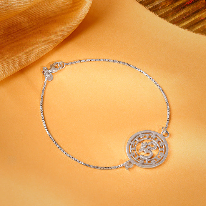 Silver Om Kavach Bracelet Rakhi