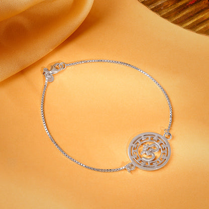 Silver Om Kavach Bracelet Rakhi