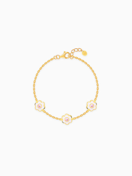Golden White Flower Kids Bracelet (0 - 2 years)