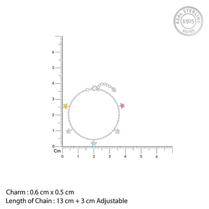 Silver Beautiful Stars Kids Bracelet (2- 8 years)