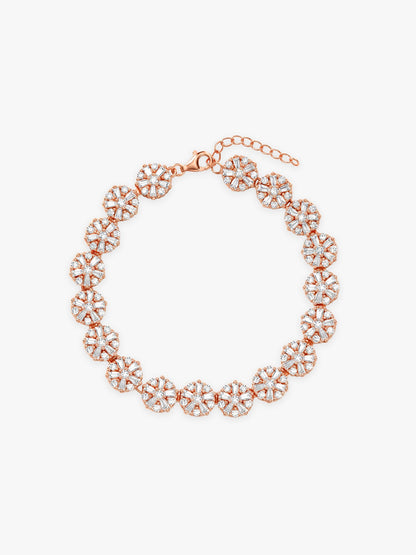 Rose Gold Studded Flower Bracelet