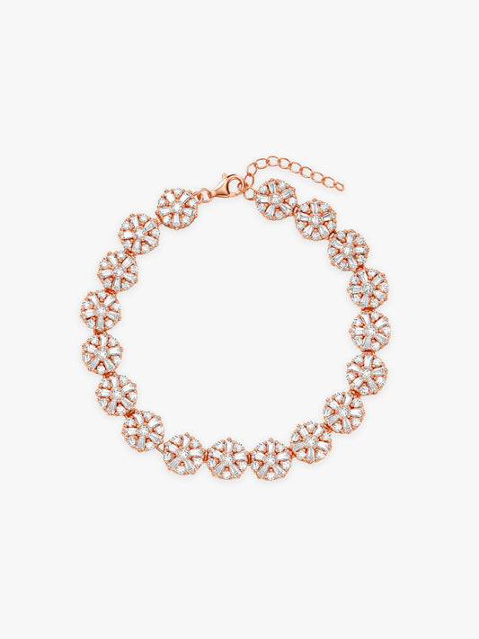 Rose Gold Studded Flower Bracelet