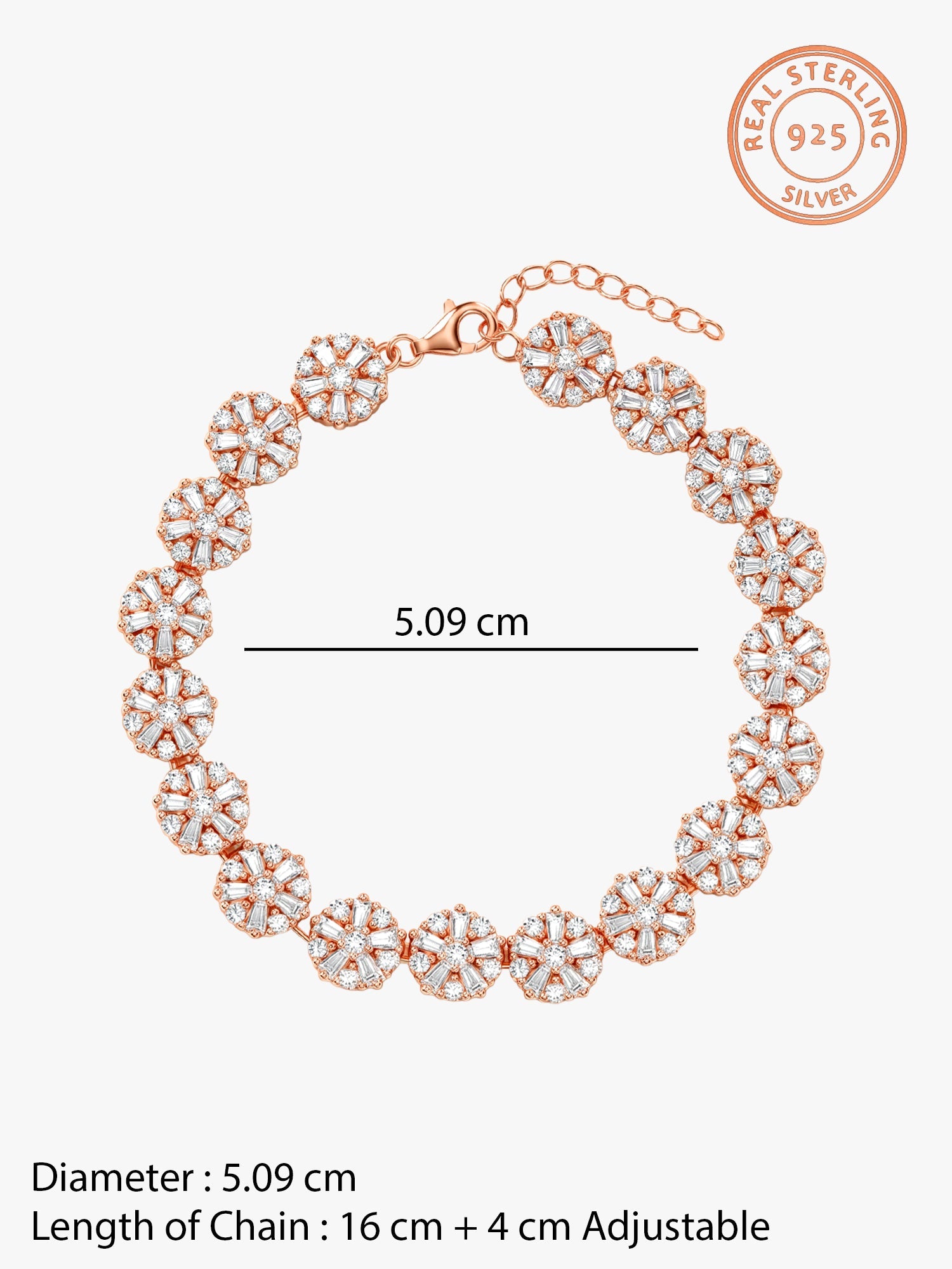 Rose Gold Studded Flower Bracelet