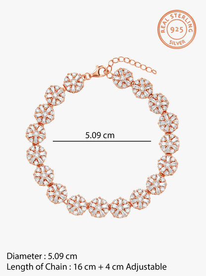 Rose Gold Studded Flower Bracelet