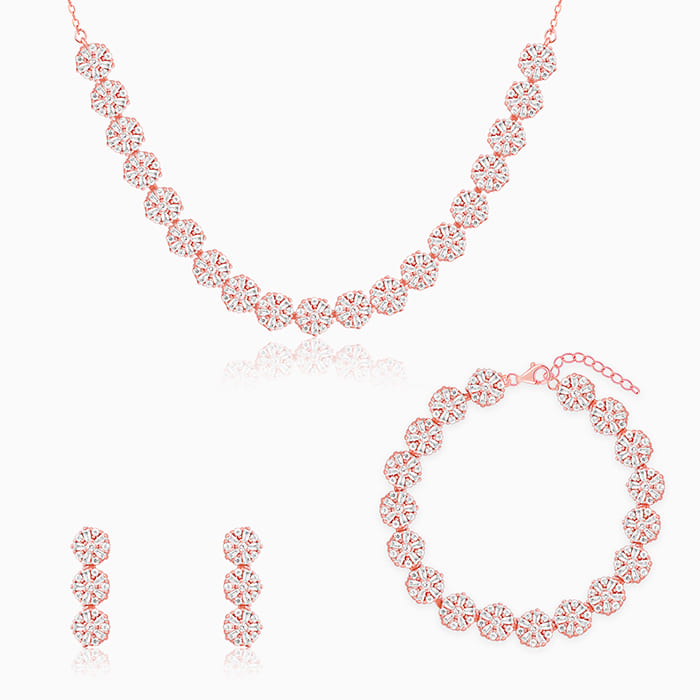 Rose Gold Studded Flower Set of Three