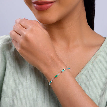 Silver Bold Baguette Bracelet