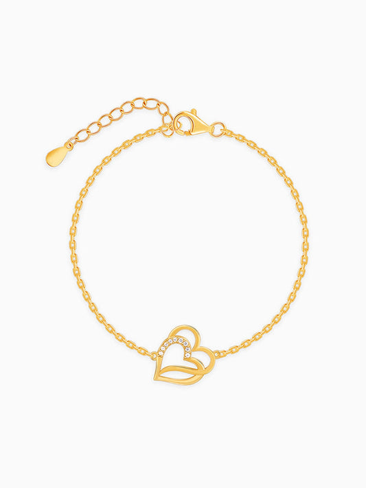 Gold Bonded Hearts Bracelet