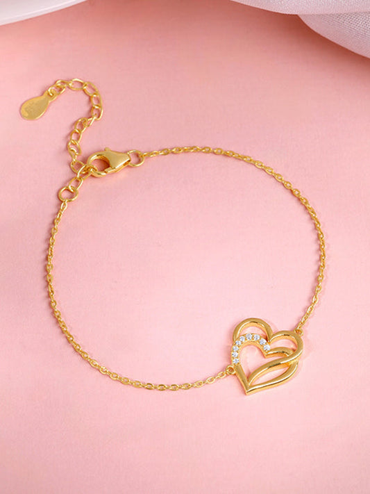 Golden Bonded Hearts Bracelet