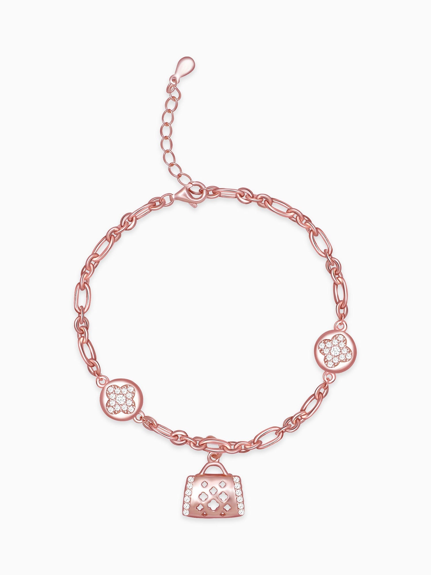 Rose Gold Weave Charm Bracelet
