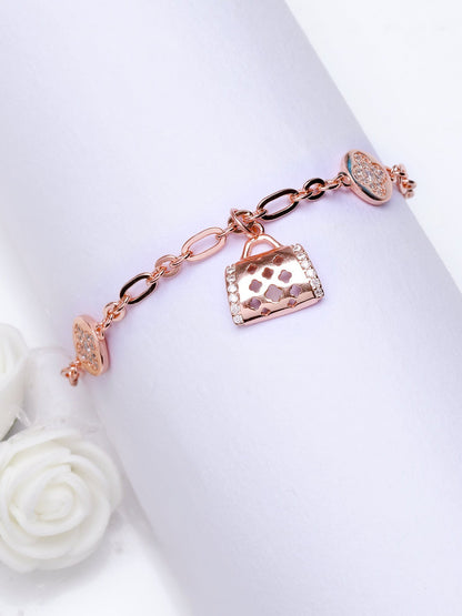 Rose Gold Weave Charm Bracelet