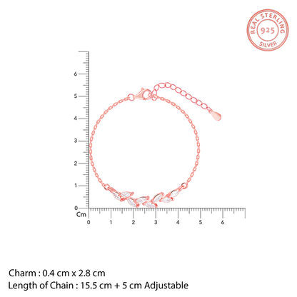 Rose Gold Zirconia Ferns Bracelet- silver bracelet for women
