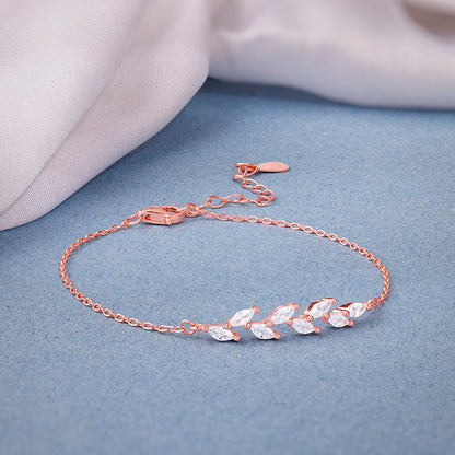 Rose Gold Zirconia Ferns Bracelet