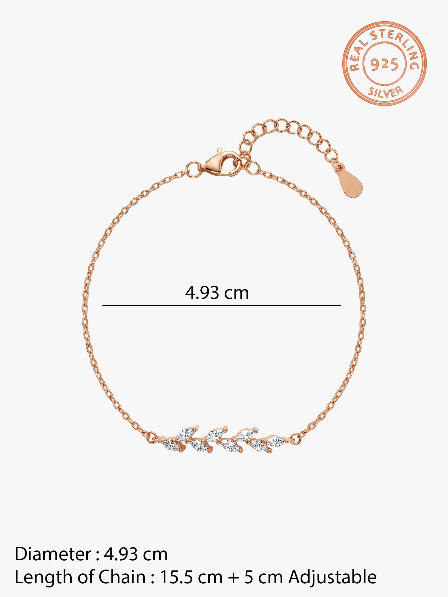 Rose Gold Zirconia Ferns Bracelet