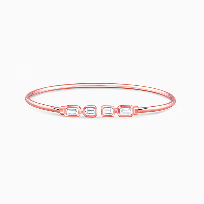 Rose Gold Baguette Binge Cuff Bracelet- rose gold bracelet for women