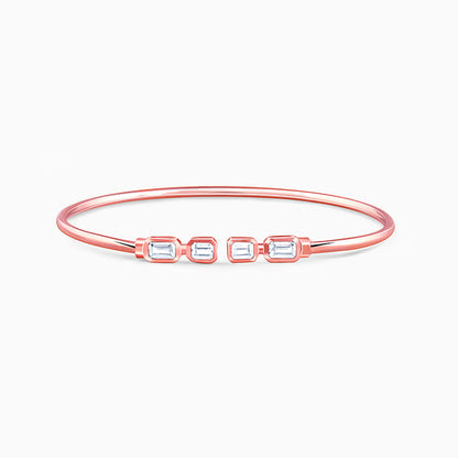 Rose Gold Baguette Binge Cuff Bracelet- rose gold bracelet for women