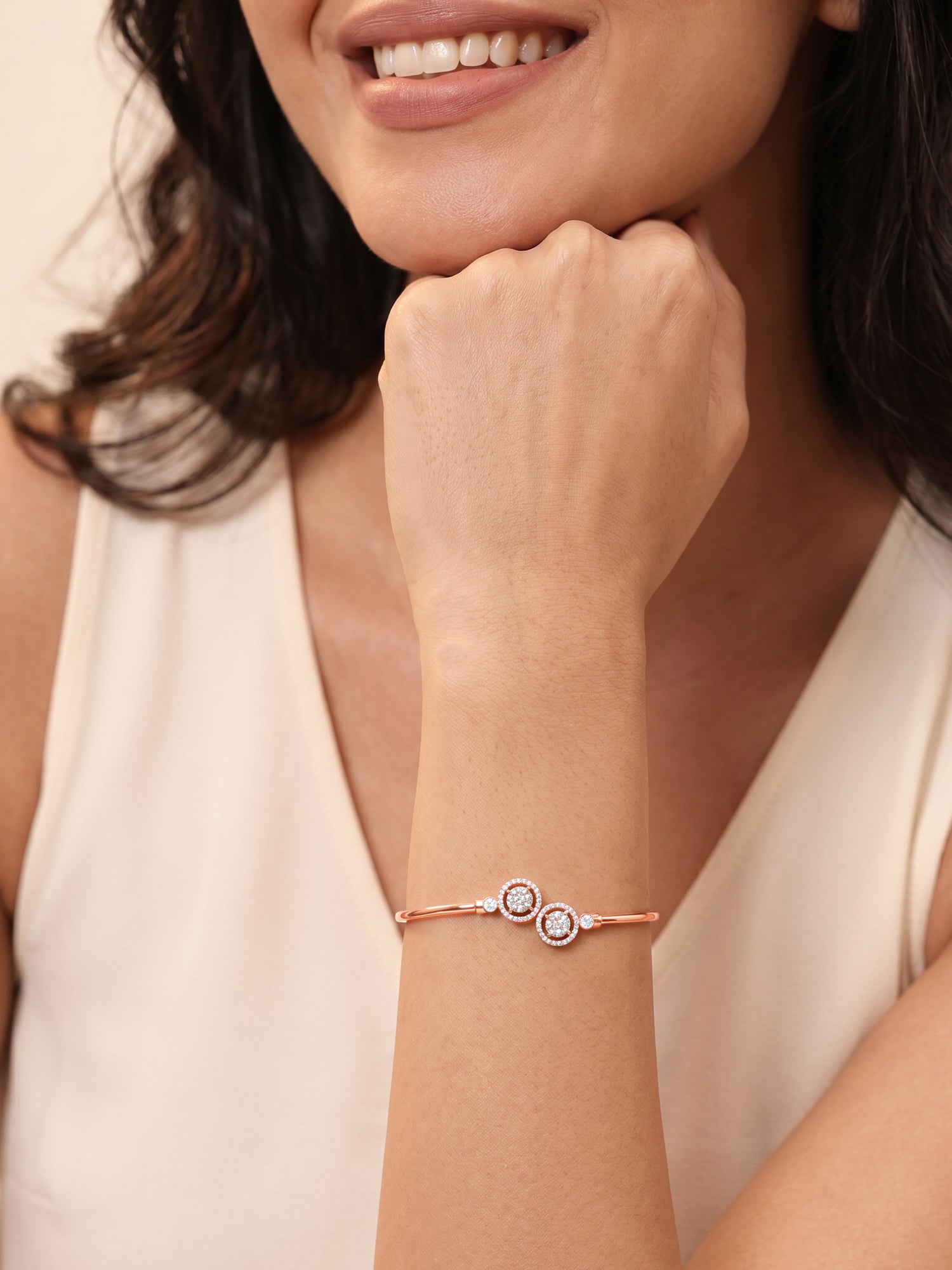 Rose Gold Circle Bond Cuff Bracelet