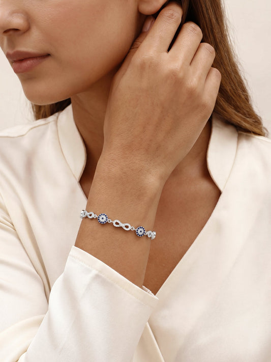 Silver Infinity Evil Eye Bracelet