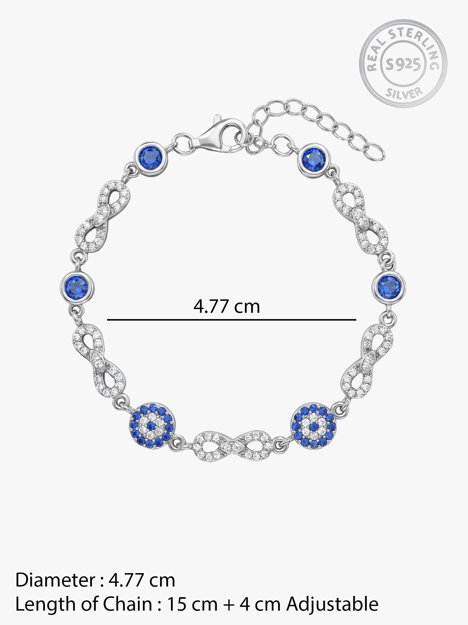 Silver Infinity Evil Eye Bracelet