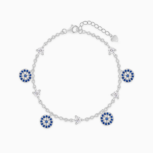 Silver Azure Evil Eye Bracelet