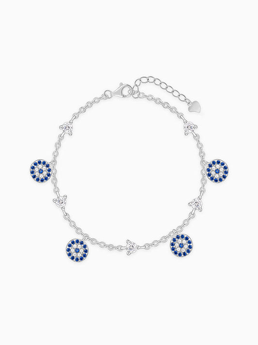 Silver Azure Evil Eye Bracelet