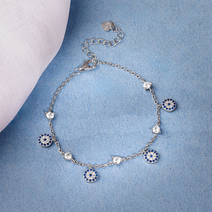 Silver Azure Evil Eye Bracelet