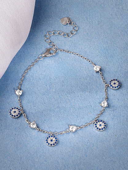 Silver Azure Evil Eye Bracelet