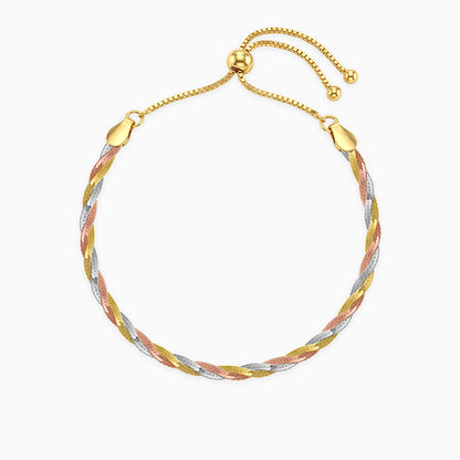 Triple Tone Flat Twist Silver Bracelet