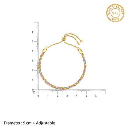Triple Tone Flat Twist Silver Bracelet
