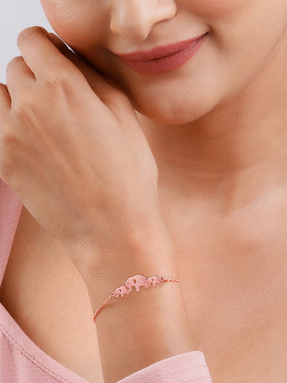 Rose Gold Elephant Herd Bracelet