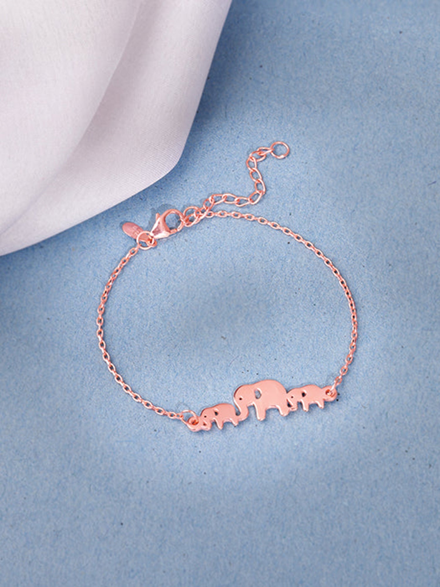 Rose Gold Elephant Herd Bracelet