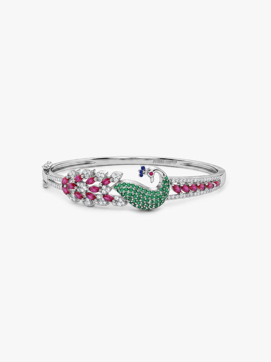 Silver Blooming Peacock Bracelet