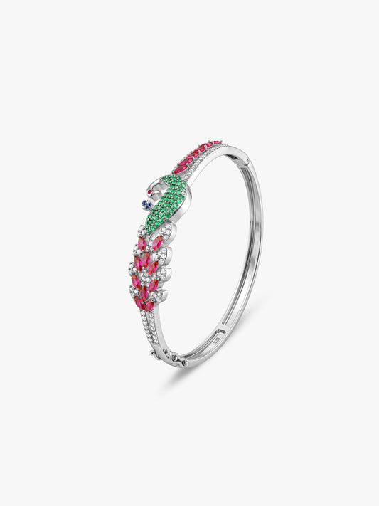 Silver Blooming Peacock Bracelet