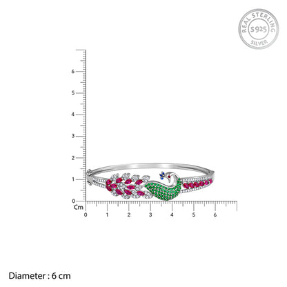 Silver Blooming Peacock Bracelet