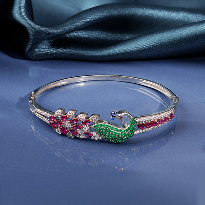 Silver Blooming Peacock Bracelet
