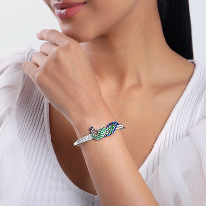Silver Peacock Parade Bracelet