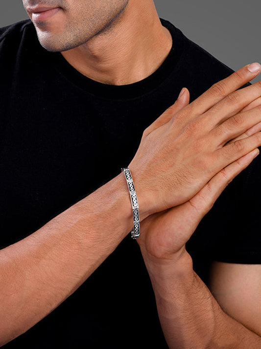 Aditya Roy Kapur Silver Eternal Knot Bracelet For Him