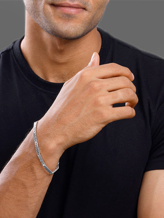 Silver Lattice Bracelet For Him
