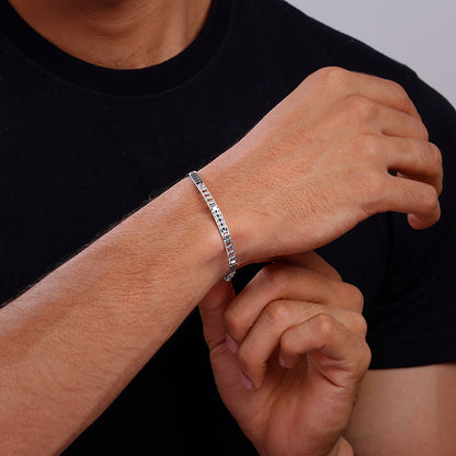 Silver Titan Weave Bracelet For Him