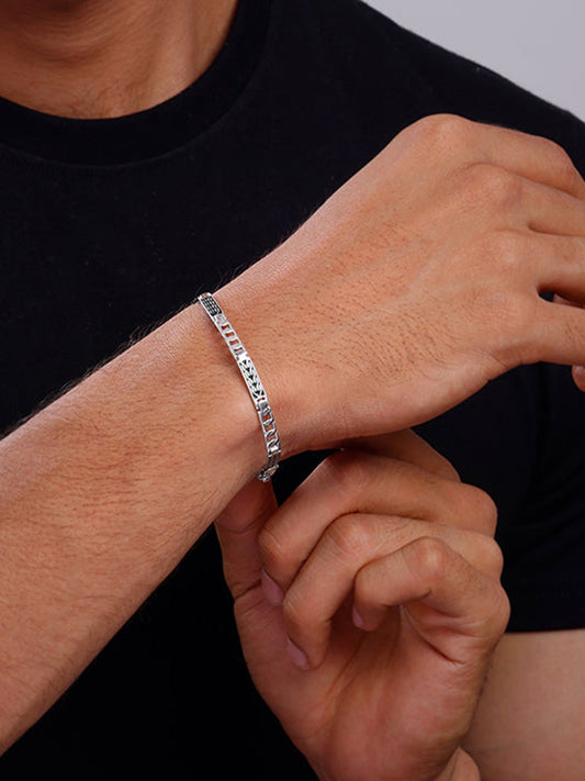 Silver Titan Weave Bracelet For Him