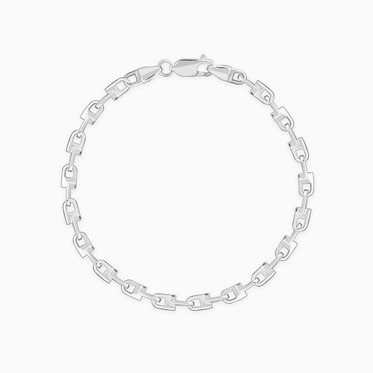 Silver Steel Stride Bracelet For Him