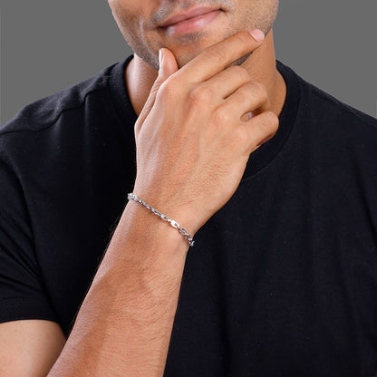 Silver Steel Stride Bracelet For Him