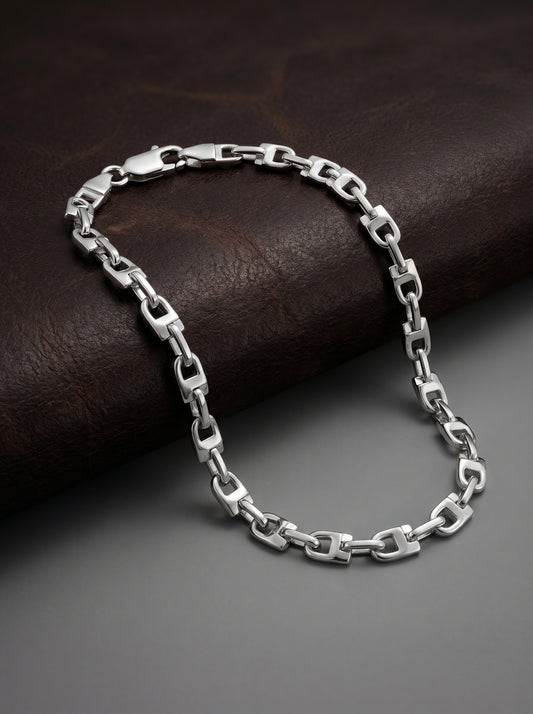 Silver Steel Stride Bracelet For Him