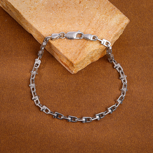 Silver Steel Stride Bracelet For Him