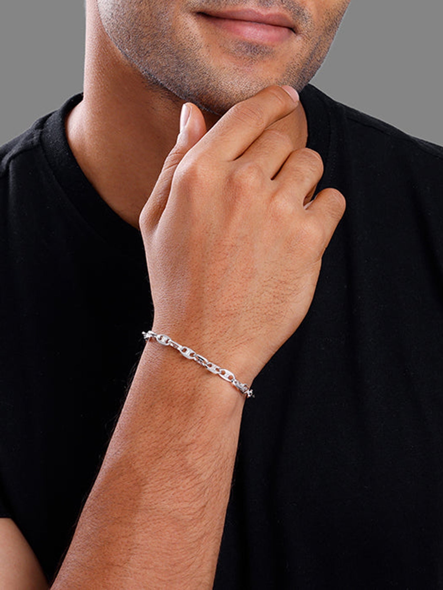 Silver Snail Chain Bracelet For Him