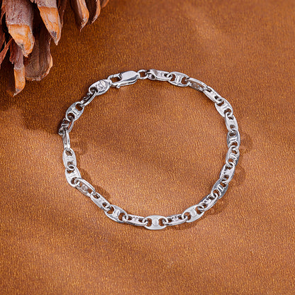 Silver Snail Chain Bracelet For Him