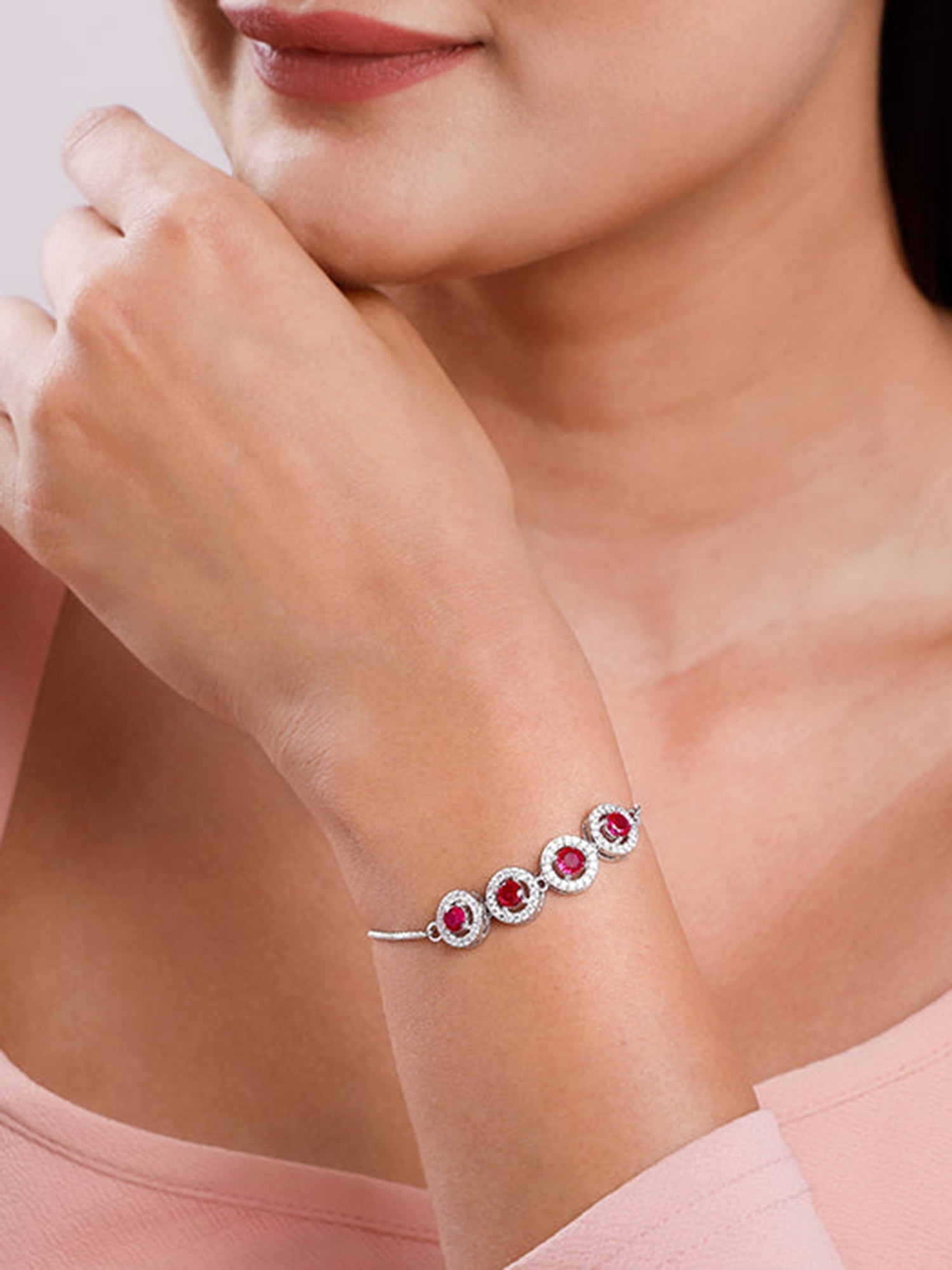 Silver Rouge Orbit Bracelet