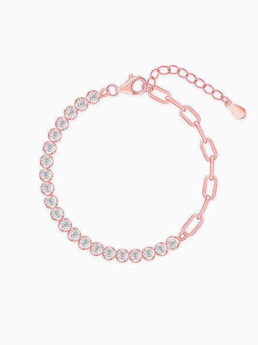 Rose Gold Clip Line Tennis Bracelet
