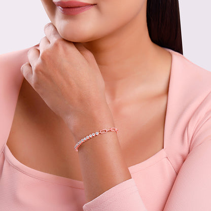 Rose Gold Clip Line Tennis Bracelet
