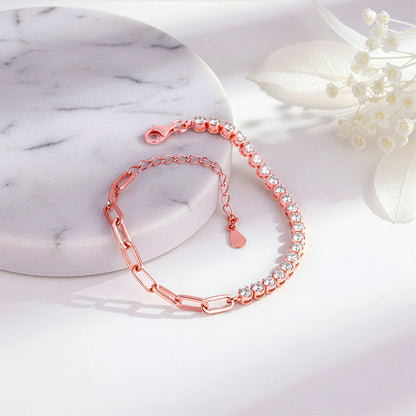Rose Gold Clip Line Tennis Bracelet